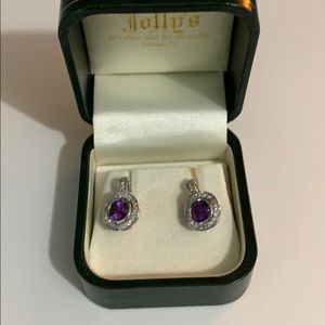 Diamond and amethyst earrings